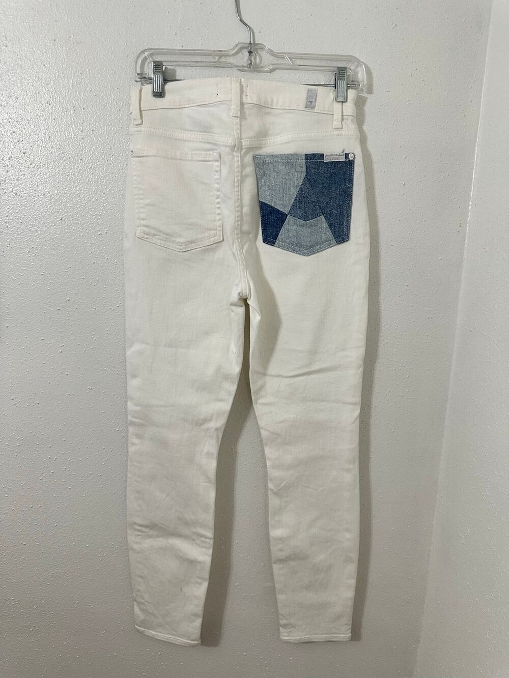 7 for all man kind geometric patch high 
skinny ankle pants size 27